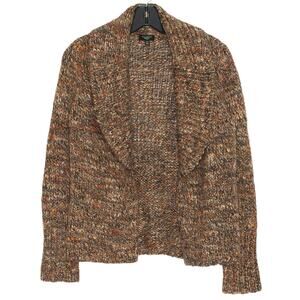 Talbots Chunky Shawl Collar Open Front Cardigan Sweater Wool Alpaca Boho Cozy PM